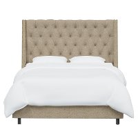 124NBBED-BRLNNSND California King Linen Sandstone Tufted Bed-3