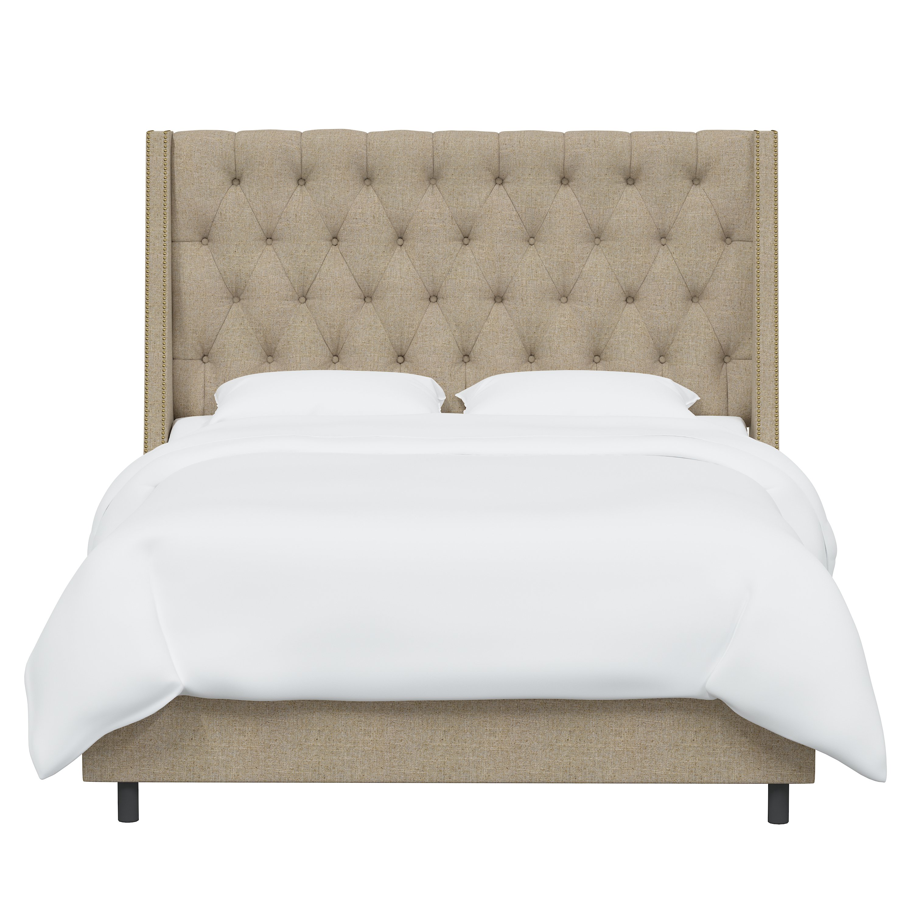 123NBBED-BRLNNSND King Linen Sandstone Tufted Bed-3
