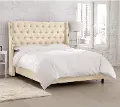 123NBBED-BRLNNLNN Riley Ivory Flared Wingback King Bed - Skyline Furniture