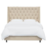 120NBBED-BRLNNLNN Twin Linen Tan Tufted Bed-2