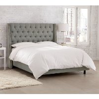 120NBBED-BRLNNGR Twin Linen Gray Tufted Bed