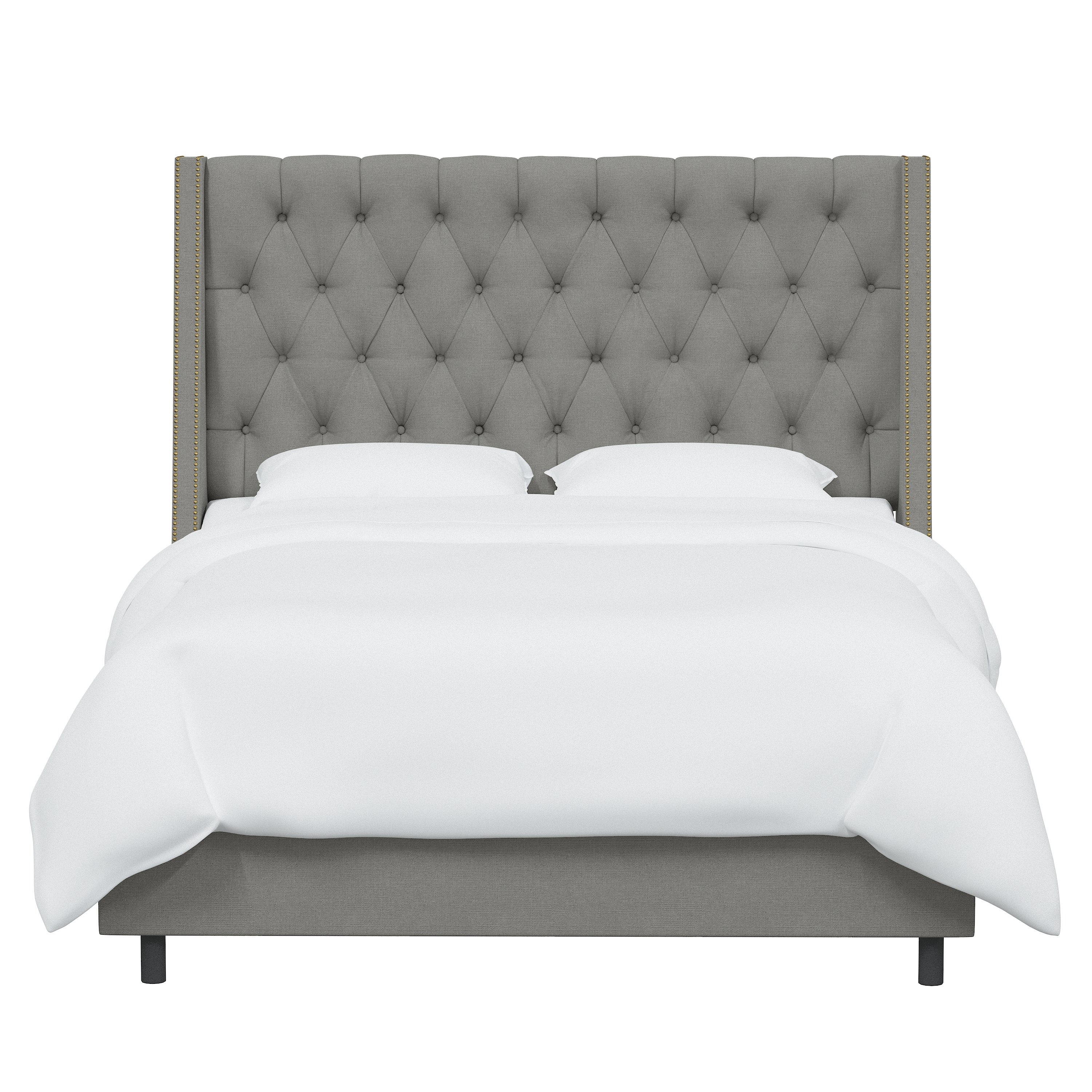 120NBBED-BRLNNGR Twin Linen Gray Tufted Bed-3