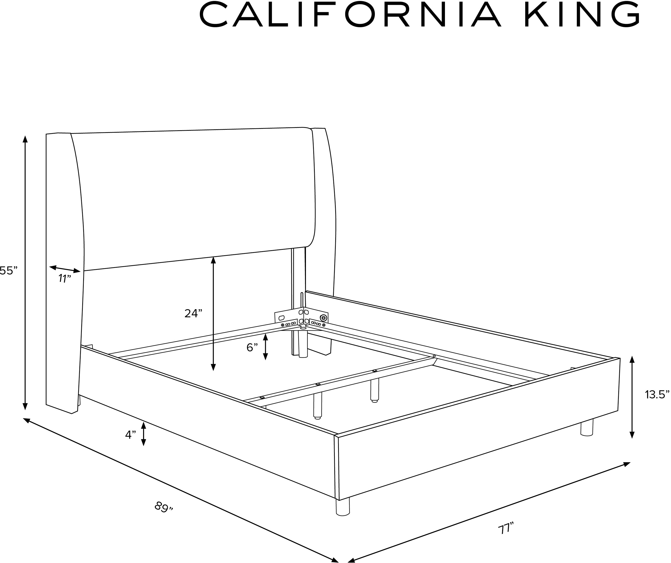 434BEDZMWHT California King White Square Bed Frame- Zuma-8