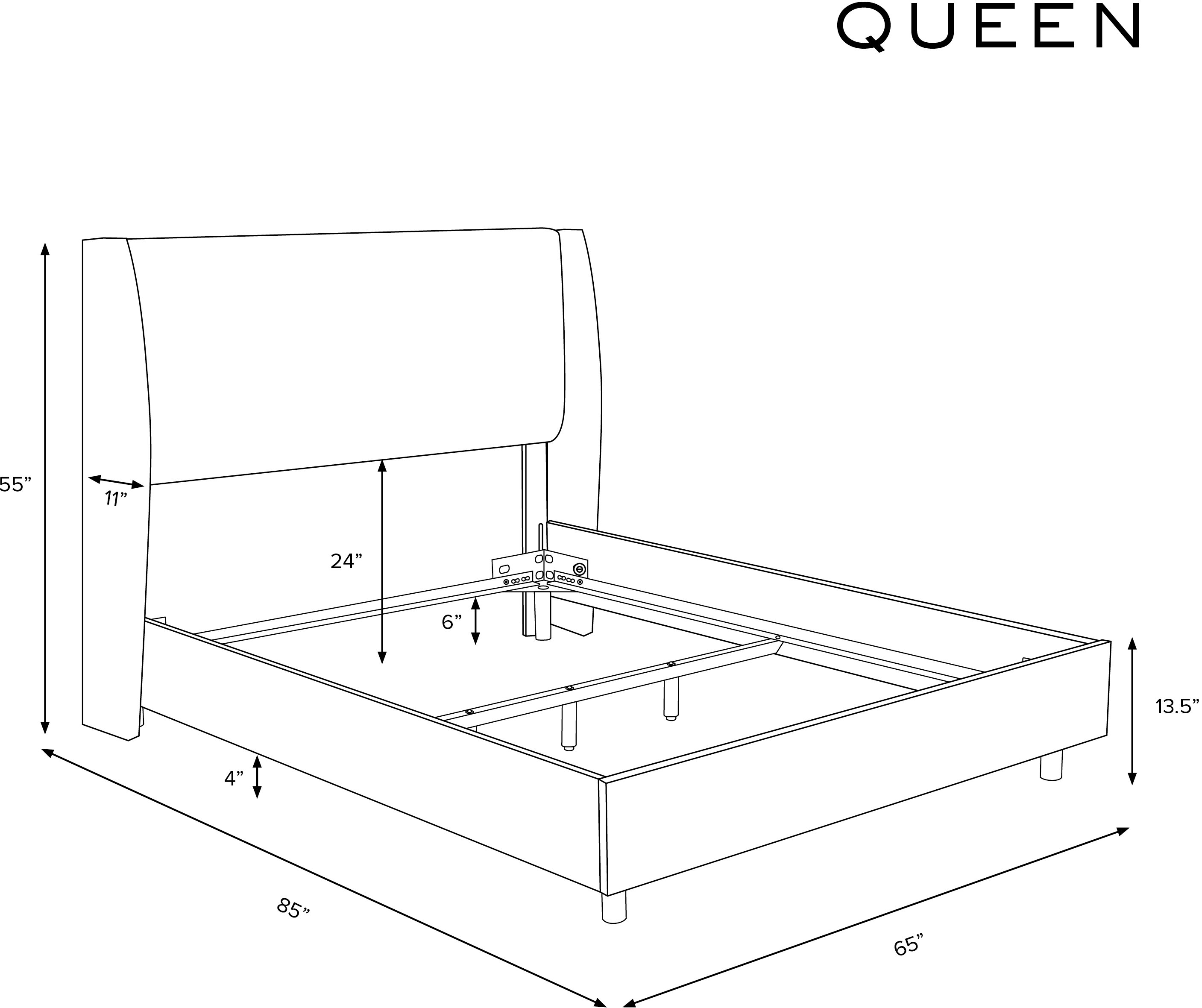 432BEDZMWHT Queen White Square Bed Frame- Zuma-8
