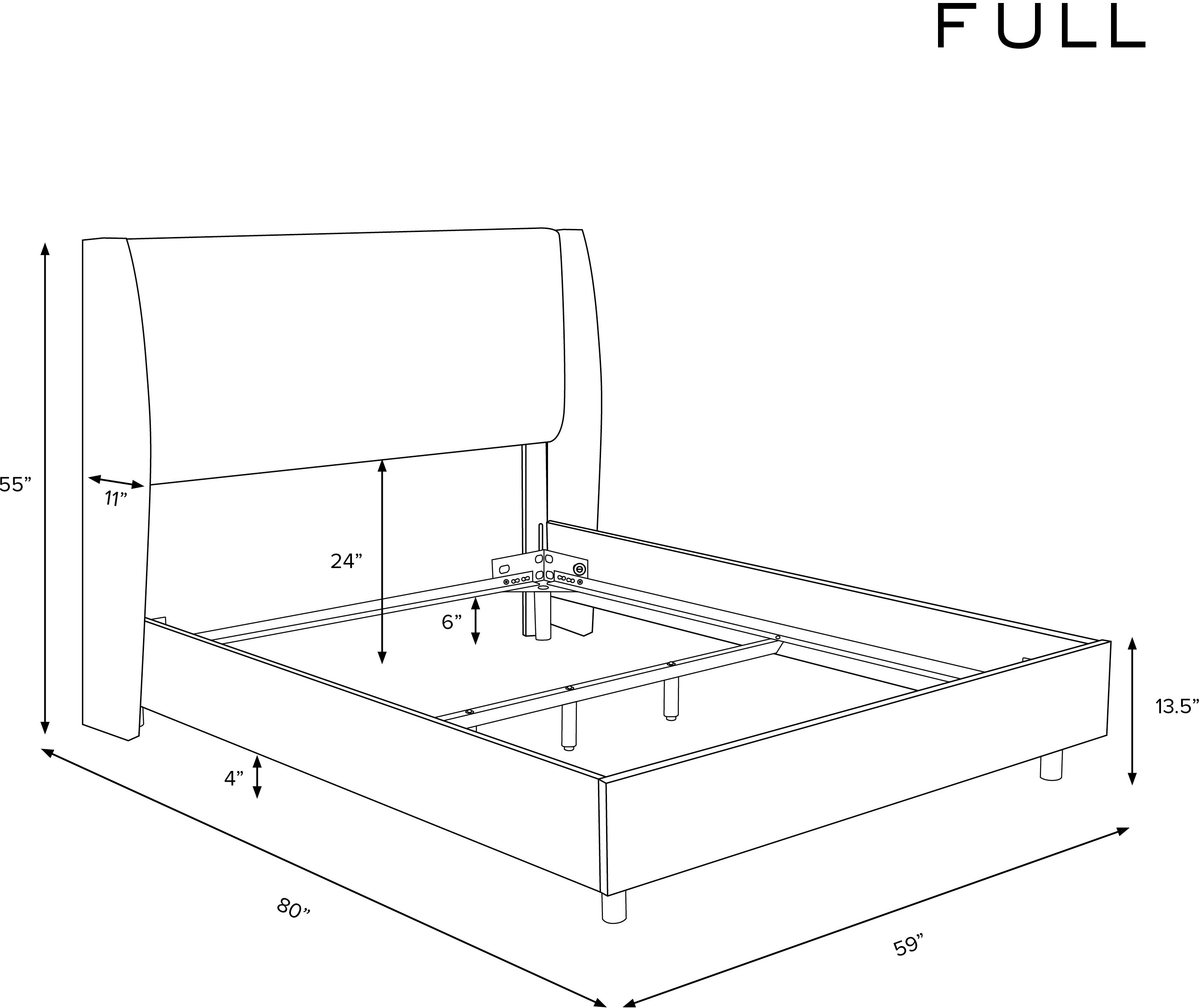 431BEDZMWHT Full White Square Bed Frame- Zuma-8