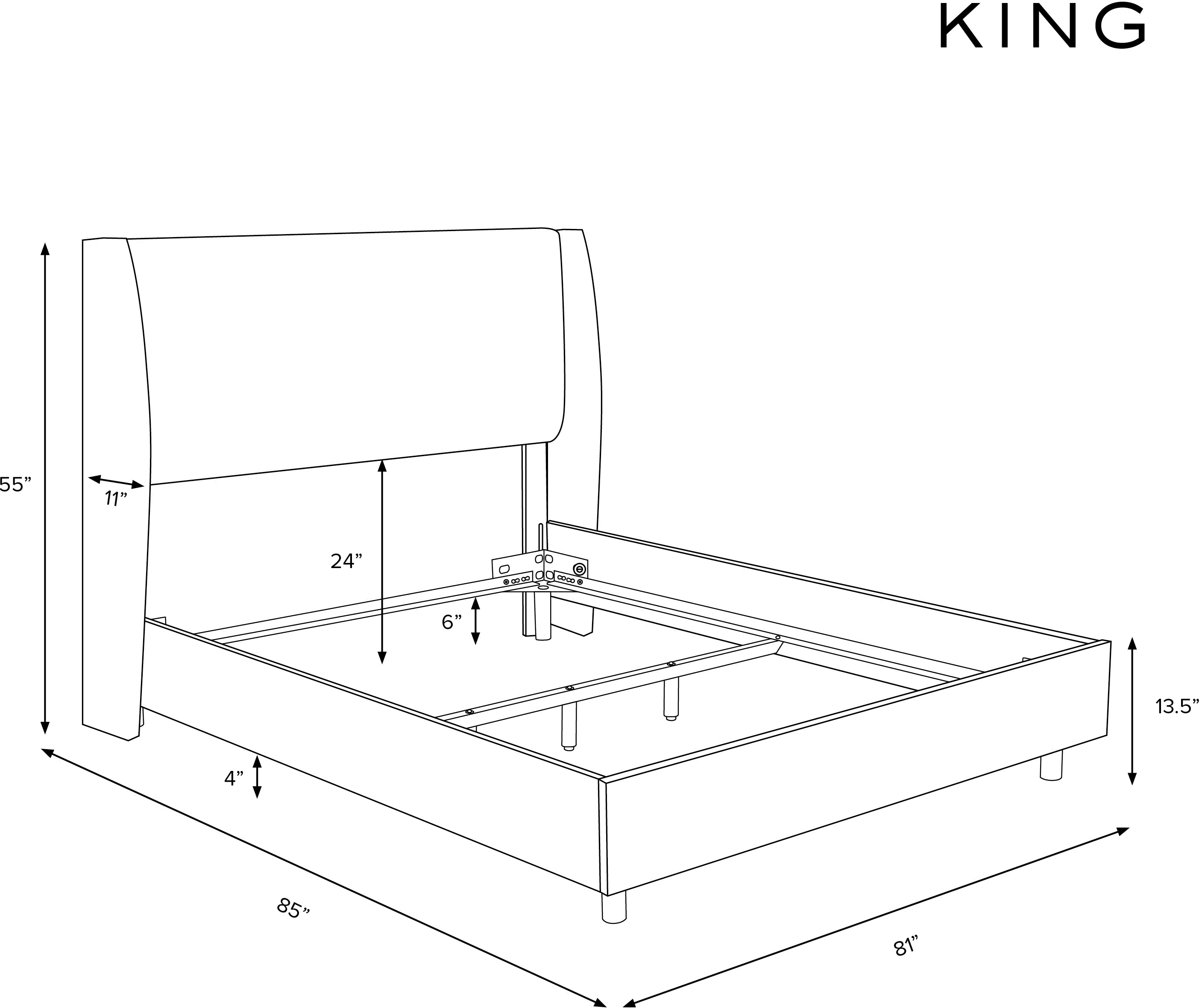433BEDZMCHR King Charcoal Square Bed Frame- Zuma-8