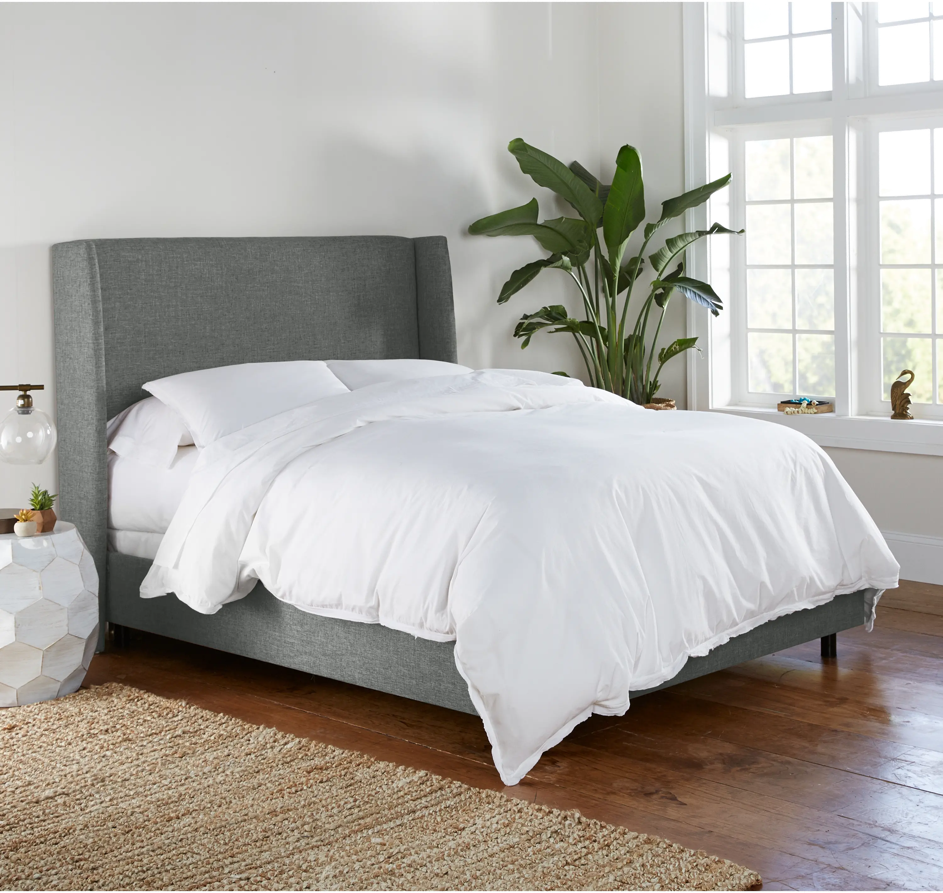 432BEDZMCHR Queen Charcoal Square Bed Frame- Zuma-1