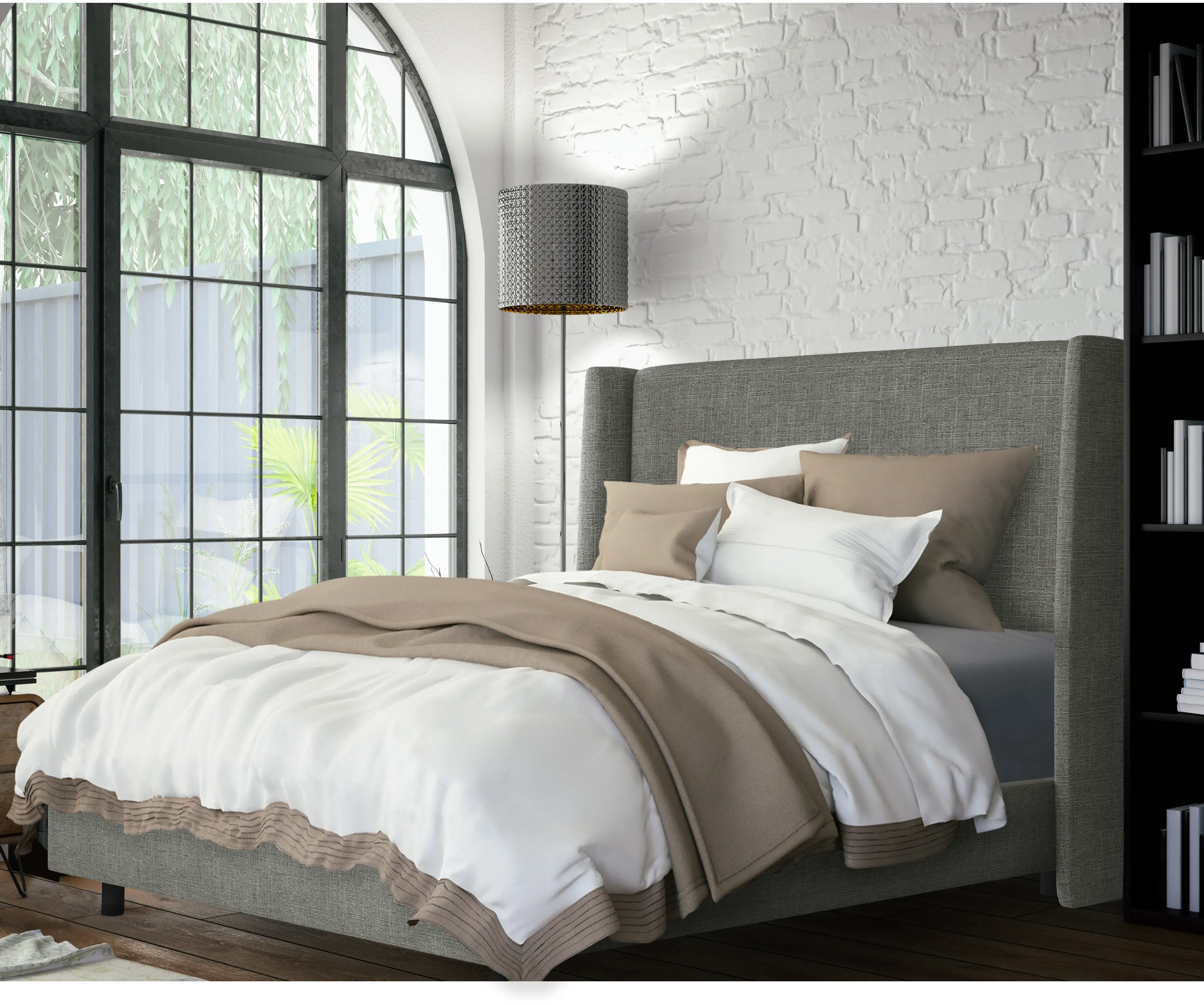 432BEDZMCHR Queen Charcoal Square Bed Frame- Zuma-2