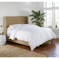 432BEDZMLNN Queen Linen Square Bed Frame- Zuma