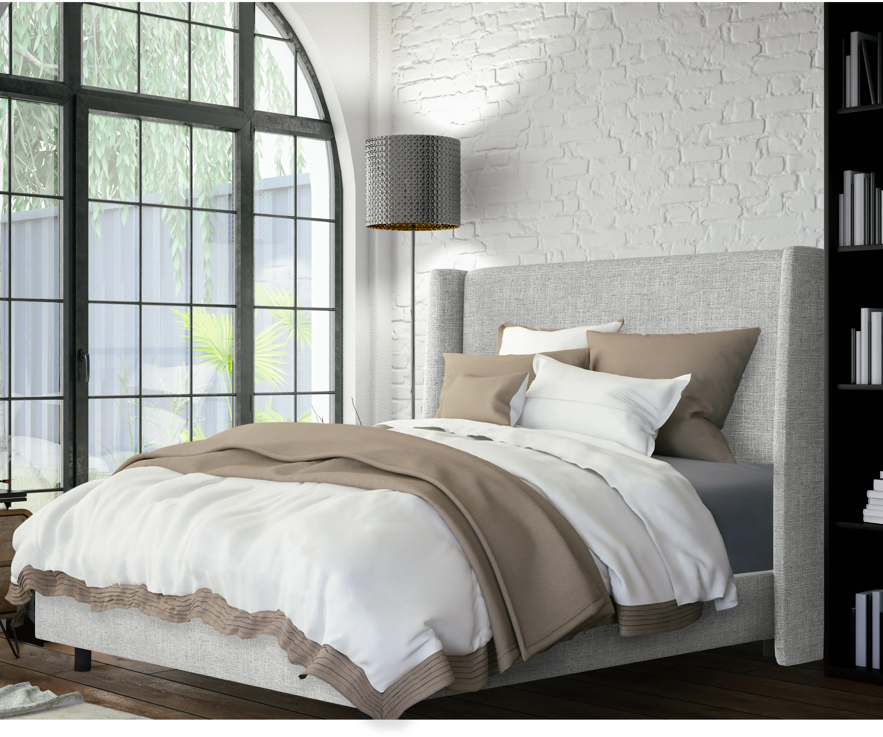 434BEDZMPMC California King Gray Square Bed - Zuma Pumice-2