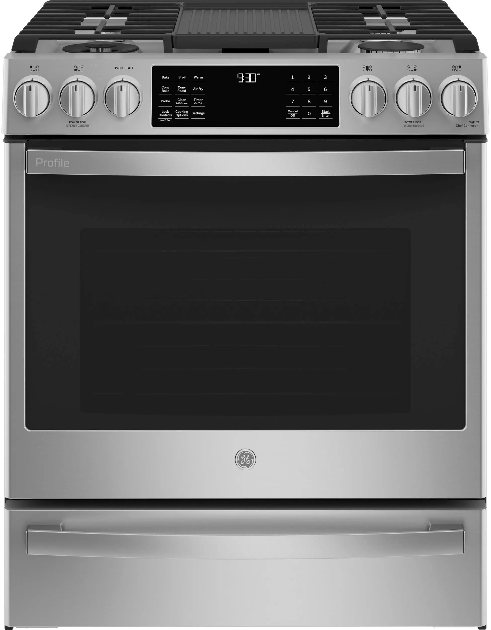P2S930YPFS GE Profile 30 Inch Dual Fuel Slide In Smart Range - Stainless Steel-1