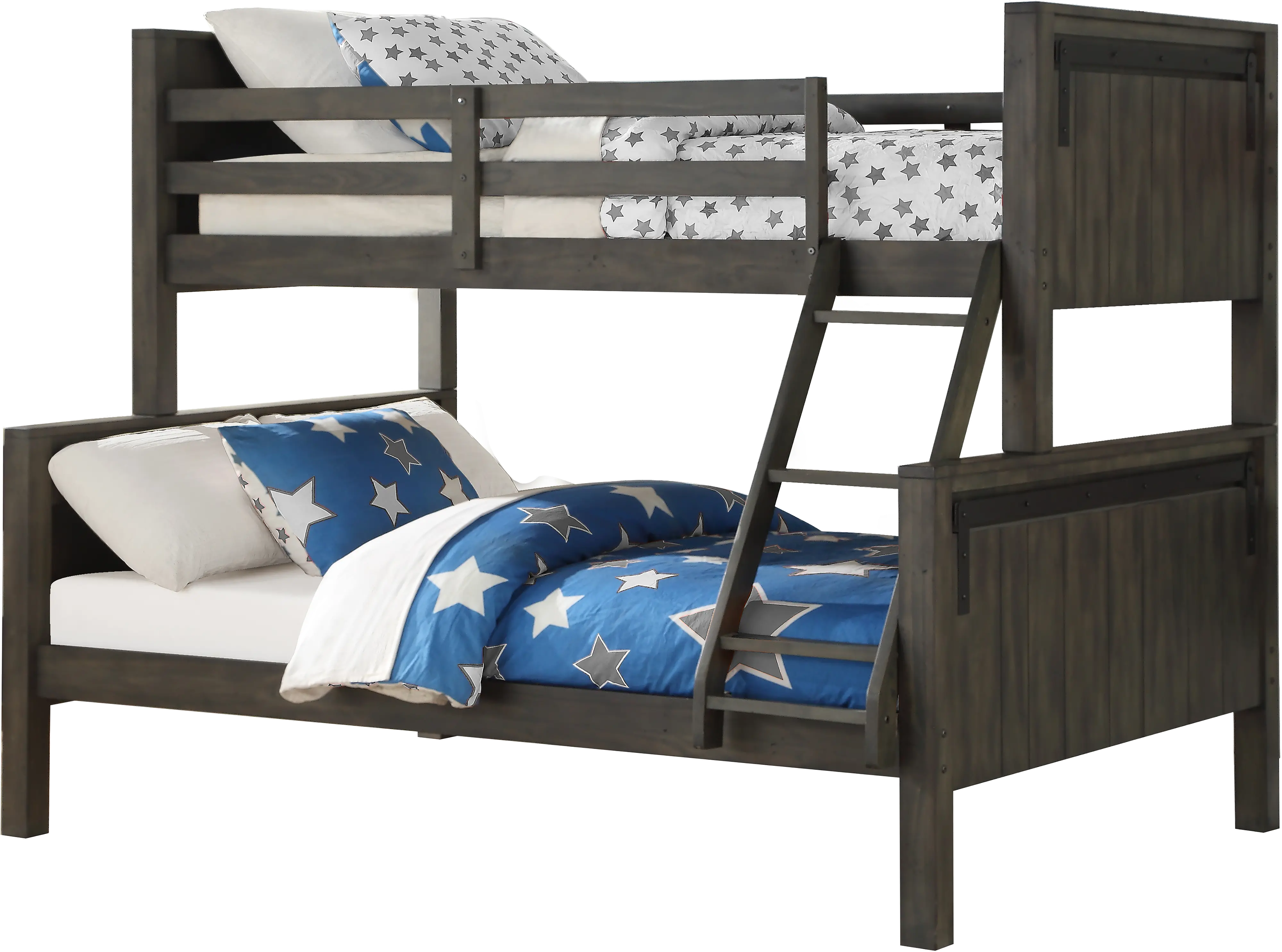 Farmhouse Gray Twin over Full Bunk Bed - Barn Door-2