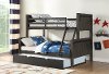 Gray Twin over Full Bunk Bed with Trundle - Barn Door