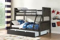 Gray Twin over Full Bunk Bed with Trundle - Barn Door
