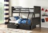 Gray Twin over Full Bunk Bed with Storage Drawers - Barn Door