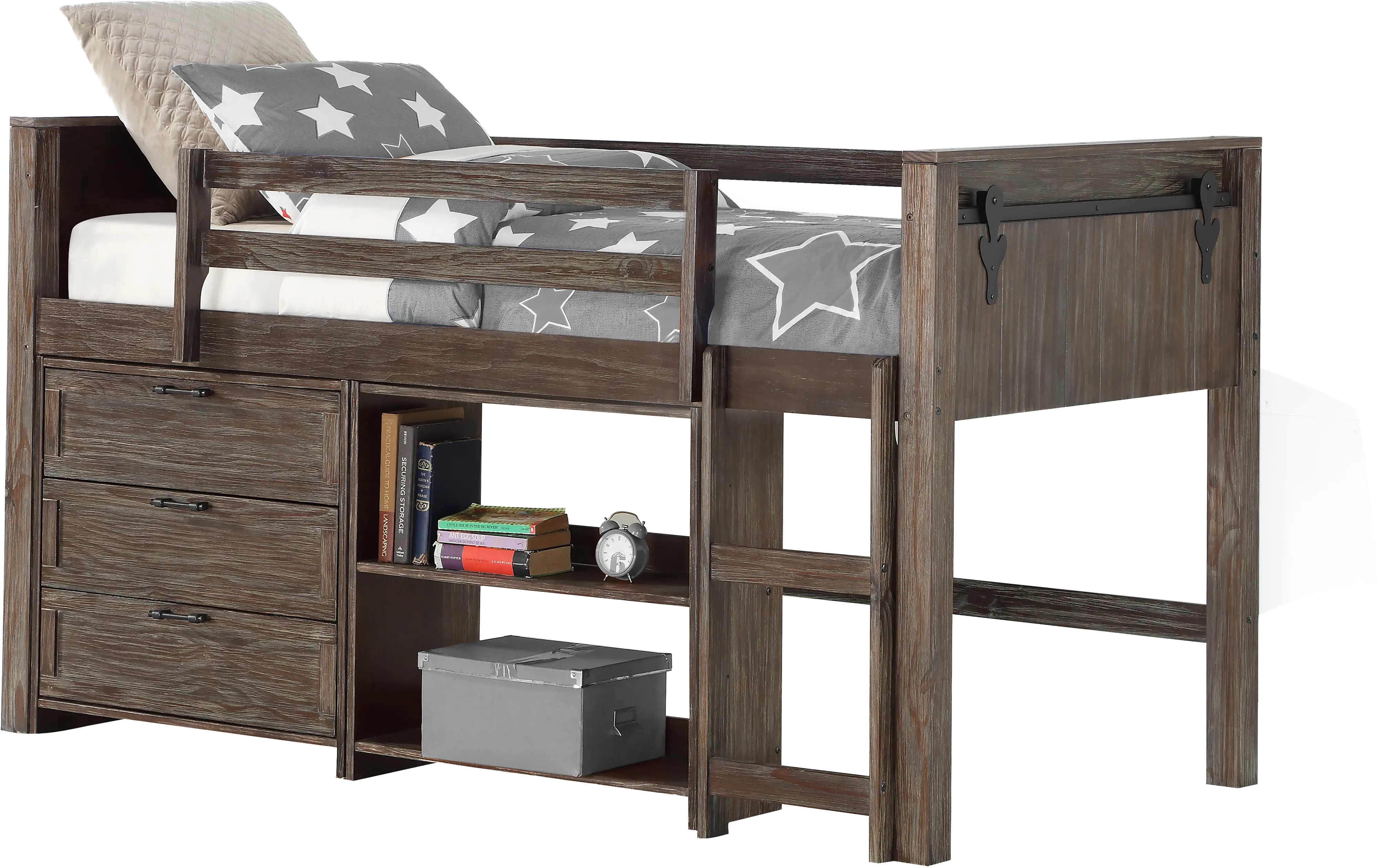 Farmhouse Brushed Brown 3 Drawer Chest - Barn Door-3