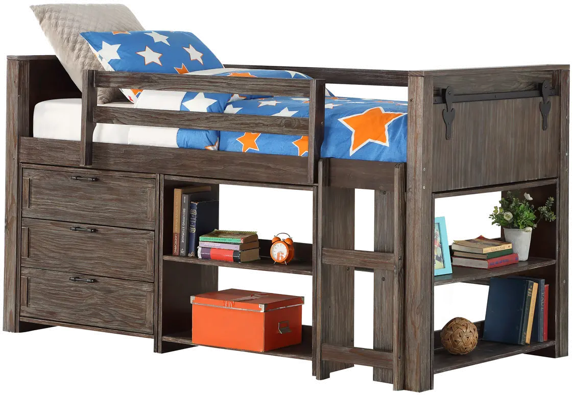 Farmhouse Brushed Brown Small Bookcase - Barn Door-3