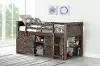 Brown Twin Low Loft Bed Style A - Barn Door