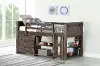 Brown Twin Low Loft Bed Style B - Barn Door