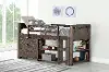 Brown Twin Low Loft Bed with Chest and 2 Bookcases - Barn Door