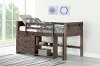 Brown Twin Low Loft Bed with Chest and Bookcase - Barn Door
