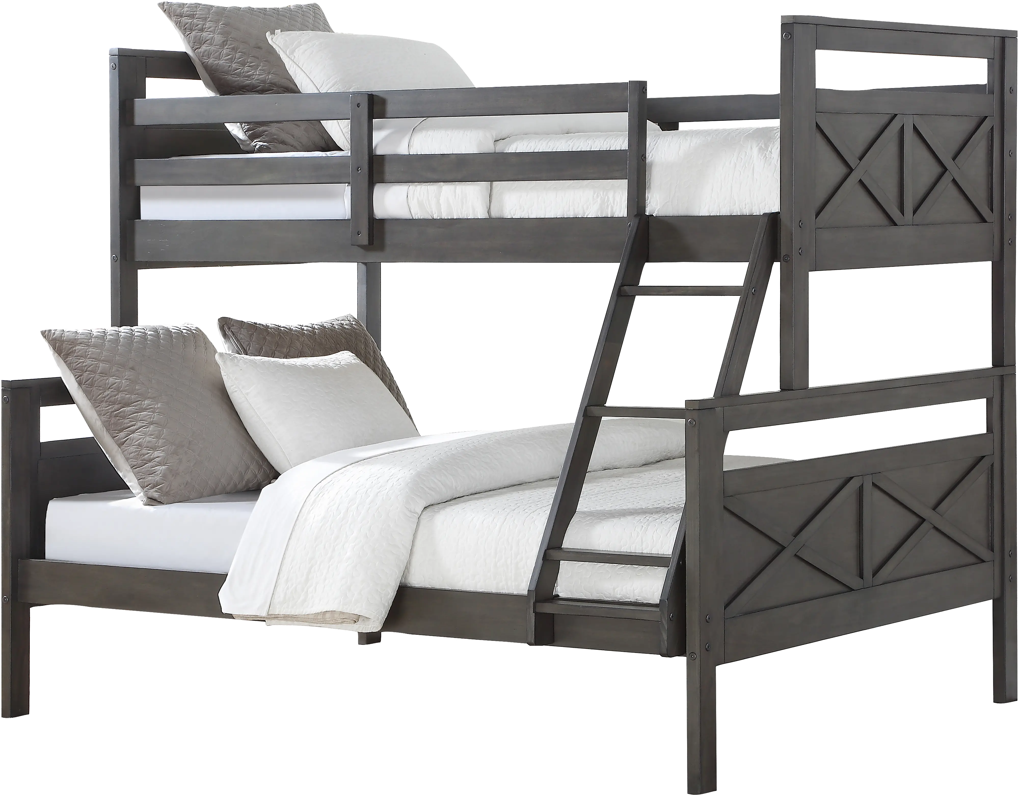 Contemporary Rustic Gray Twin over Full Bunk Bed-2