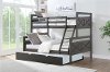 Rustic Gray Twin over Full Bunk Bed with Twin Trundle