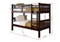 Classic Brown Twin over Twin Bunk Bed - Mission-3