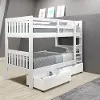 Classic White Twin Bunk Bed with Storage Drawers - Mission