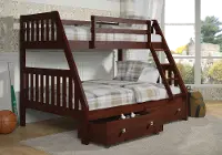 Brown Twin over Full Bunk Bed with Storage Drawers - Mission