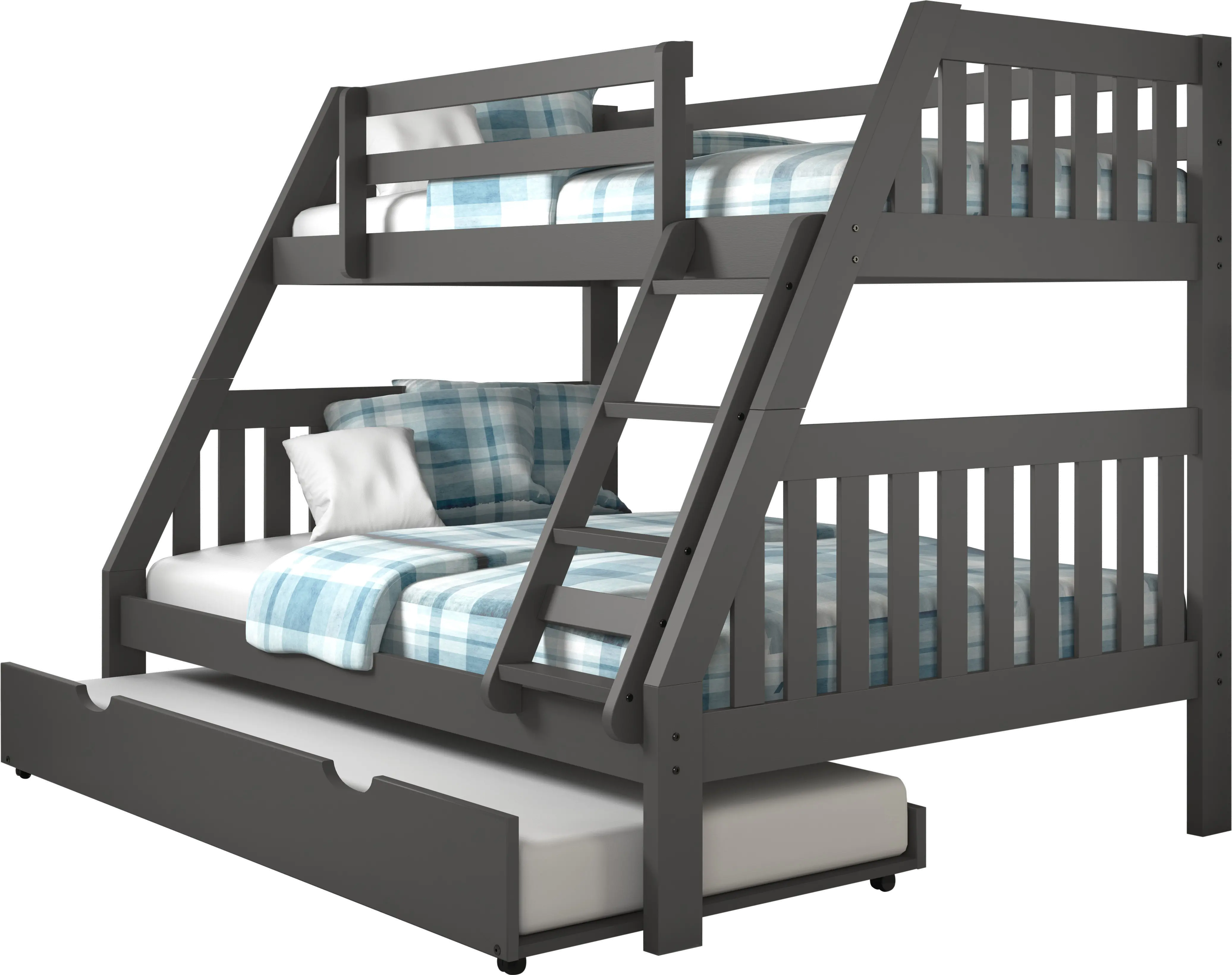 Mission Gray Twin over Full Bunk Bed with Trundle-2