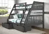 Gray Twin over Full Bunk Bed with Storage Drawers - Mission