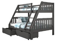 Gray Twin over Full Bunk Bed with Storage Drawers - Mission-2