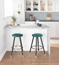 B26-CAVLERBKVGN2 Green Velvet Counter Stool (Set of 2) - Cavalier