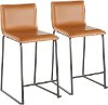 B26-MARAUP BKCAM2 Brown and Black Upholstered Counter Height Stool (Set of 2) - Mara