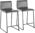 B26-MARAUP BKGY2 Gray and Black Upholstered Counter Height Stool (Set of 2) - Mara