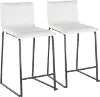 B26-MARAUP BKW2 White and Black Upholstered Counter Height Stool (Set of 2) - Mara