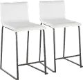 B26-MARAUP BKW2 White and Black Upholstered Counter Height Stool (Set of 2) - Mara