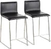 B26-MARAUP SSBK2 Black and Silver Upholstered Counter Height Stool (Set of 2) - Mara
