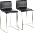 B26-MARAUP SSBK2 Black and Silver Upholstered Counter Height Stool (Set of 2) - Mara