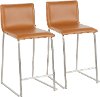B26-MARAUP SSCAM2 Brown and Silver Upholstered Counter Height Stool (Set of 2) - Mara