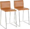 B26-MARAUP SSCAM2 Brown and Silver Upholstered Counter Height Stool (Set of 2) - Mara