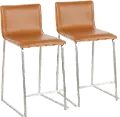 B26-MARAUP SSCAM2 Brown and Silver Upholstered Counter Height Stool (Set of 2) - Mara