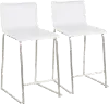 B26-MARAUP SSW2 White and Silver Upholstered Counter Height Stool (Set of 2) - Mara