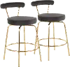 B26-RHONDA AUBK2 Contemporary Black and Gold Swivel Counter Height Stool (Set of 2) - Rhonda