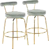 B26-RHONDA AULGN2 Contemporary Sage Green and Gold Swivel Counter Height Stool (Set of 2) - Rhonda