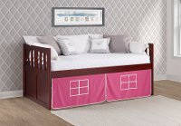 Classic Mission Merlot Twin Captain's Bed with Pink Tent