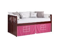 Classic Mission Merlot Twin Captain's Bed with Pink Tent-2