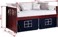 Classic Mission Merlot Twin Captain's Bed with Pink Tent-3