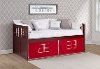 Classic Mission Merlot Twin Captain's Bed with Red Tent